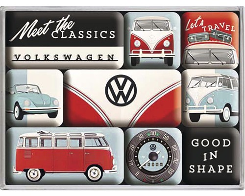 Magnetka Volkswagen s klasickými motívmi automobilov