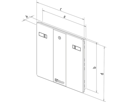 Technický výkres spínača s rozmermi