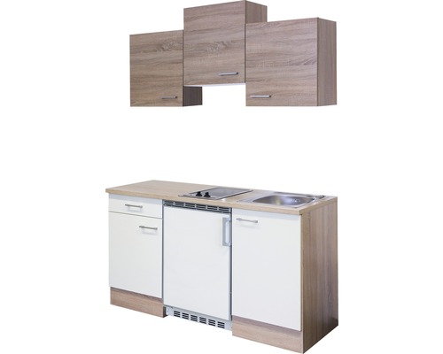 Kompletná kuchynská linka s drezom, varnou doskou, chladničkou a hornými skrinkami