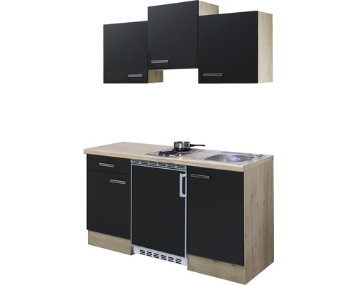 Kompaktná kuchyňa so spodnými skrinkami, drezom, varnou doskou a hornými skrinkami