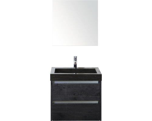 Kúpeľňový nábytkový set Sanox Dante farba čela black oak ŠxVxH 61 x 170 x 45,5 cm s umývadlom z prírodného kameňa a zrkadlovou skrinkou Kúpeľňový nábytkový set Sanox Dante farba čela black oak ŠxVxH 61 x 170 x 45,5 cm s umývadlom z prírodného kameňa a zrkadlovou skrinkou