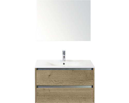 Kúpeľňový nábytkový set Sanox Dante farba čela dub prírodný ŠxVxH 81 x 170 x 46 cm s keramickým umývadlom a zrkadlom Kúpeľňový nábytkový set Sanox Dante farba čela dub prírodný ŠxVxH 81 x 170 x 46 cm s keramickým umývadlom a zrkadlom