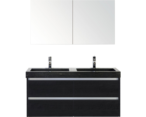 Kúpeľňový nábytkový set Sanox Dante farba čela black oak ŠxVxH 121 x 170 x 45,5 cm s umývadlom z prírodného kameňa a zrkadlovou skrinkou Kúpeľňový nábytkový set Sanox Dante farba čela black oak ŠxVxH 121 x 170 x 45,5 cm s umývadlom z prírodného kameňa a zrkadlovou skrinkou