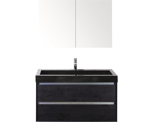 Kúpeľňový nábytkový set Sanox Dante farba čela black oak ŠxVxH 101 x 170 x 45,5 cm s umývadlom z prírodného kameňa a zrkadlovou skrinkou Kúpeľňový nábytkový set Sanox Dante farba čela black oak ŠxVxH 101 x 170 x 45,5 cm s umývadlom z prírodného kameňa a zrkadlovou skrinkou
