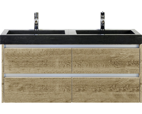 Kúpeľňový nábytkový set Sanox Dante farba čela dub prírodný ŠxVxH 121 x 58 x 45,5 cm s umývadlom z prírodného kameňa Kúpeľňový nábytkový set Sanox Dante farba čela dub prírodný ŠxVxH 121 x 58 x 45,5 cm s umývadlom z prírodného kameňa