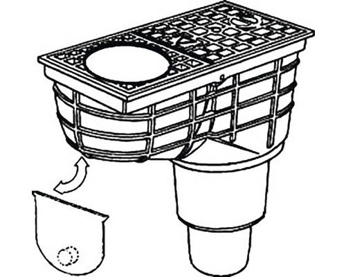 Nadstavec pre odkvap s košom na lístie a voliteľným lapačom nečistôt