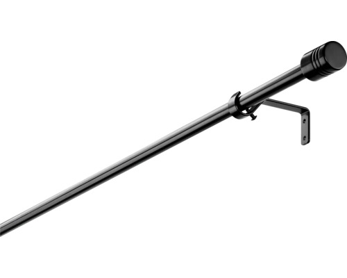 Teleskopická garniža sada valec kovová Ø 13/16 mm 100-200 cm čierna Záclonová tyč s držiakom