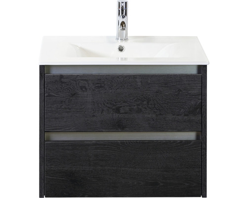 Kúpeľňový nábytkový set Sanox Dante farba čela black oak ŠxVxH 61 x 52 x 46 cm s keramickým umývadlom