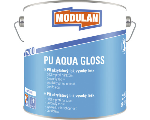 PU akrylátový lak vysoký lesk Modulan PU Aqua Gloss RAL9010 Biela 2,5 l