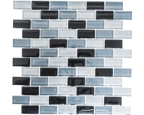 Sklenená mozaika XCM B899 30,5x32,5 cm šedá/čierna