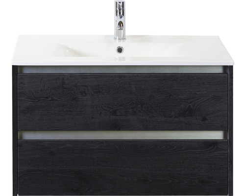 Kúpeľňový nábytkový set Sanox Dante farba čela black oak ŠxVxH 81 x 52 x 46 cm s keramickým umývadlom