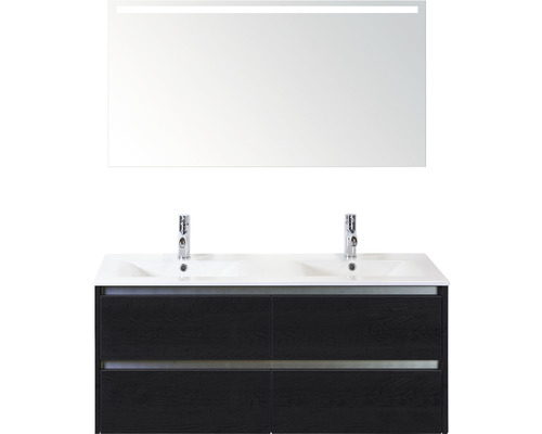 Kúpeľňový nábytkový set Sanox Dante farba čela black oak ŠxVxH 121 x 170 x 46 cm s keramickým umývadlom a zrkadlom s LED osvetlením Kúpeľňový nábytkový set Sanox Dante farba čela black oak ŠxVxH 121 x 170 x 46 cm s keramickým umývadlom a zrkadlom s LED osvetlením