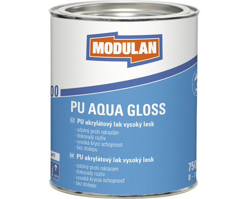 PU akrylátový lak vysoký lesk Modulan PU Aqua Gloss RAL9005 Tmavočierna 750 ml