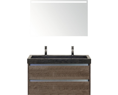 Kúpeľňový nábytkový set Sanox Dante farba čela tabacco ŠxVxH 101 x 170 x 45,5 cm s umývadlom z prírodného kameňa a zrkadlom s LED osvetlením Kúpeľňový nábytkový set Sanox Dante farba čela tabacco ŠxVxH 101 x 170 x 45,5 cm s umývadlom z prírodného kameňa a zrkadlom s LED osvetlením