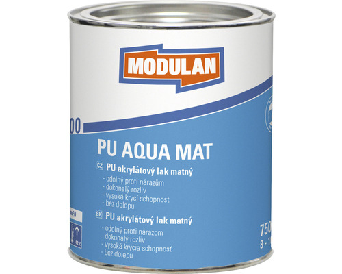 PU akrylátový lak matný Modulan PU Aqua Mat RAL9005 Tmavočierna 750 ml