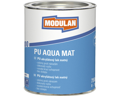 PU akrylátový lak matný Modulan PU Aqua Mat RAL9005 Tmavočierna 750 ml MODULAN PU Aqua Mat akrylový lak v plechovke
