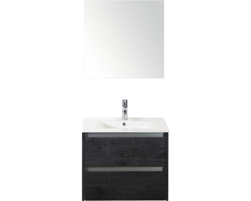 Kúpeľňový nábytkový set Sanox Dante farba čela black oak ŠxVxH 61 x 170 x 46 cm s keramickým umývadlom a zrkadlom