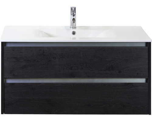 Kúpeľňový nábytkový set Sanox Dante farba čela black oak ŠxVxH 101 x 52 x 46 cm s keramickým umývadlom