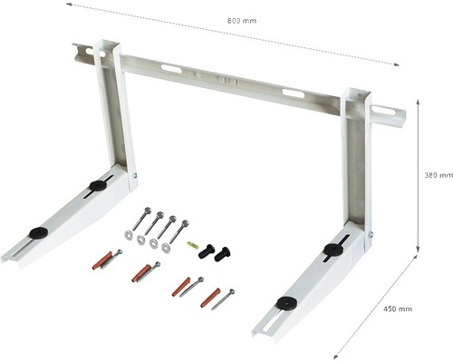 Držiak klimatizácie s montážnym materiálom s rozmermi 800 x 450 x 380 milimetrov