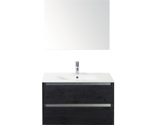 Kúpeľňový nábytkový set Sanox Dante farba čela black oak ŠxVxH 81 x 170 x 46 cm s keramickým umývadlom a zrkadlom Kúpeľňový nábytkový set Sanox Dante farba čela black oak ŠxVxH 81 x 170 x 46 cm s keramickým umývadlom a zrkadlom