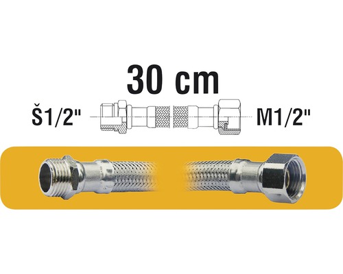 Flexibilná hadica F1/2xM1/2x30cm, vonkajší d 17mm
