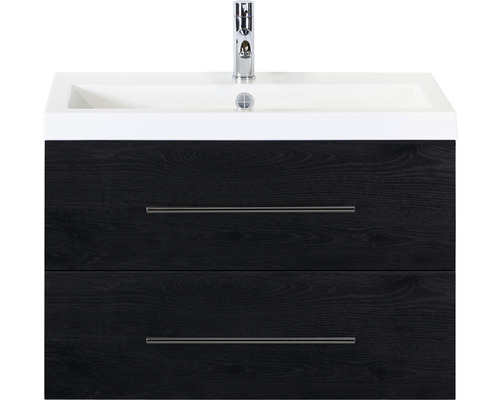 Kúpeľňový nábytkový set Sanox Straight farba čela black oak ŠxVxH 80 x 55 x 40 cm s umývadlom z minerálnej liatiny