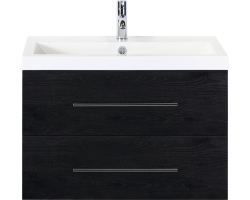 Kúpeľňový nábytkový set Sanox Straight farba čela black oak ŠxVxH 80 x 55 x 40 cm s umývadlom z minerálnej liatiny Kúpeľňový nábytkový set Sanox Straight farba čela black oak ŠxVxH 80 x 55 x 40 cm s umývadlom z minerálnej liatiny