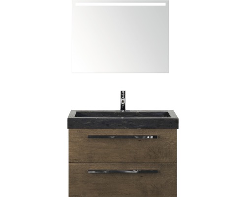 Kúpeľňová zostava Sanox Seville prírodný kameň zrkadlo 80 cm tabacco s LED Kúpeľňová zostava Sanox Seville prírodný kameň zrkadlo 80 cm tabacco s LED