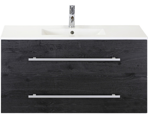 Kúpeľňový nábytkový set Sanox Stretto farba čela black oak ŠxVxH 101 x 51,8 x 39 cm s keramickým umývadlom Kúpeľňový nábytkový set Sanox Stretto farba čela black oak ŠxVxH 101 x 51,8 x 39 cm s keramickým umývadlom