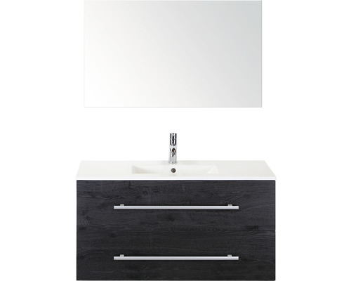 Kúpeľňový nábytkový set Sanox Stretto farba čela black oak ŠxVxH 101 x 170 x 39 cm s keramickým umývadlom a zrkadlom Kúpeľňový nábytkový set Sanox Stretto farba čela black oak ŠxVxH 101 x 170 x 39 cm s keramickým umývadlom a zrkadlom
