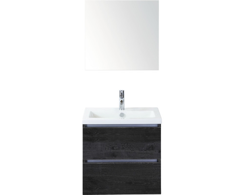 Kúpeľňový nábytkový set Sanox Vogue farba čela black oak ŠxVxH 61 x 170 x 41 cms keramickým umývadlom a zrkadlom