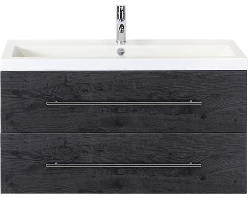 Kúpeľňový nábytkový set Sanox Straight farba čela black oak ŠxVxH 100 x 55 x 40 cm s umývadlom z minerálnej liatiny Kúpeľňový nábytkový set Sanox Straight farba čela black oak ŠxVxH 100 x 55 x 40 cm s umývadlom z minerálnej liatiny