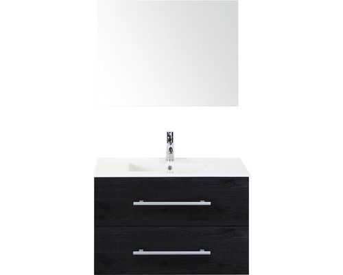 Kúpeľňový nábytkový set Sanox Stretto farba čela black oak ŠxVxH 81 x 170 x 39 cm s keramickým umývadlom a zrkadlom Kúpeľňový nábytkový set Sanox Stretto farba čela black oak ŠxVxH 81 x 170 x 39 cm s keramickým umývadlom a zrkadlom