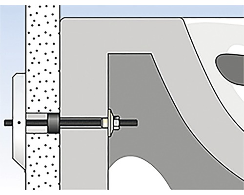 Ilustrácia upevnenia toalety na stenu pomocou skrutiek