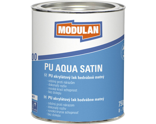 PU akrylátový lak hodvábne matný Modulan PU Aqua Satin RAL9005 Tmavočierna 750 ml