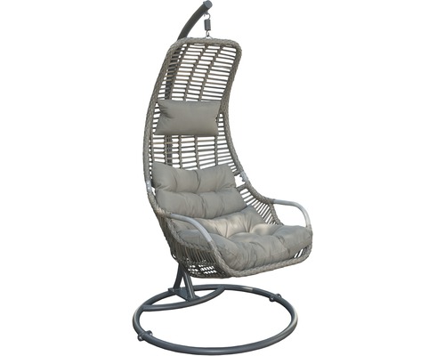 Závesné kreslo s vankúšmi na stojane