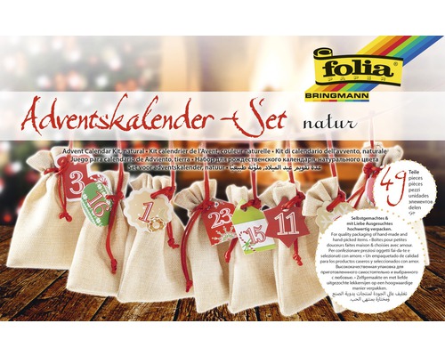 Sada adventného kalendára s malými vreckami a príveskami