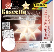 Bascetta Hviezda Sada priehľadný papier s 32 listami, 15x15 cm, vrátane návodu na tvorenie