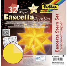 Súprava hviezd Bascetta, priehľadný papier, 32 listov, 20 x 20 cm, 115 g/m², vrátane návodu