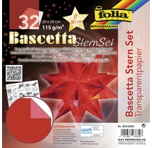 Bascetta hviezdicová súprava priehľadný papier, 32 listov, 20x20 cm, vrátane návodu na ručné práce