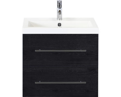 Kúpeľňový nábytkový set Sanox Straight farba čela black oak ŠxVxH 60 x 55 x 40 cm s umývadlom z minerálnej liatiny