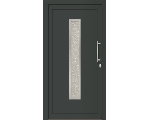 Sivé vchodové dvere so sklenenou vložkou