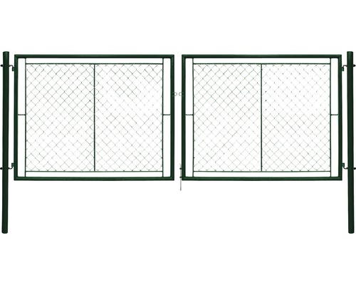 Brána Pilecký Ideal dvojkrídlová 360x145 cm zelená vr. ôk pre visiaci zámok