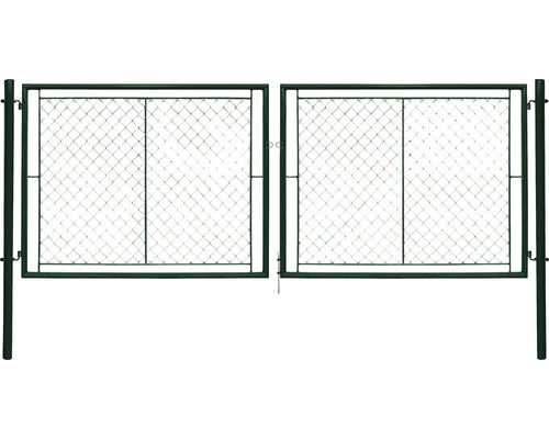 Brána Pilecký Ideal dvojkrídlová 360x175 cm zelená vr. ôk pre visiaci zámok