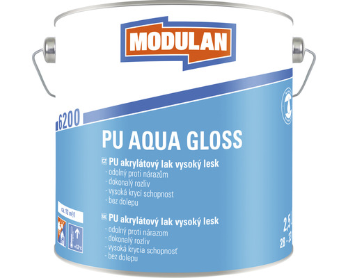 PU akrylátový lak vysoký lesk Modulan PU Aqua Gloss RAL9016 Dopravná biela 2,5 l