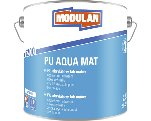 PU akrylátový lak matný Modulan PU Aqua Mat RAL9010 Biela 2,5 l
