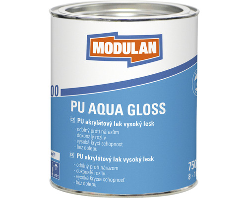PU akrylátový lak vysoký lesk Modulan PU Aqua Gloss RAL7035 Svetlo sivá 750 ml