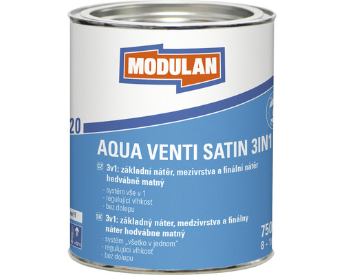 3v1 základný náter, medzivrstva a finálny náter hodvábne matný Modulan Aqua Venti Satin 3in1 RAL7016 Antracitová sivá 750 ml