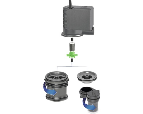 Komponenty akváriového čerpadla na údržbu alebo výmenu.