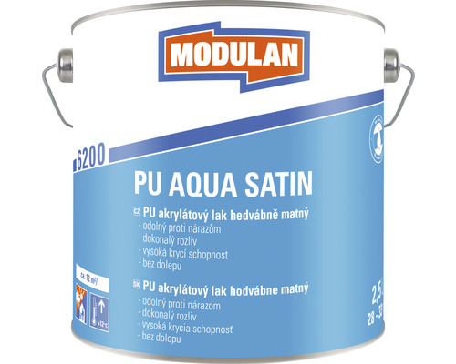 PU akrylátový lak hodvábne matný Modulan PU Aqua Satin RAL9010 Biela 2,5 l